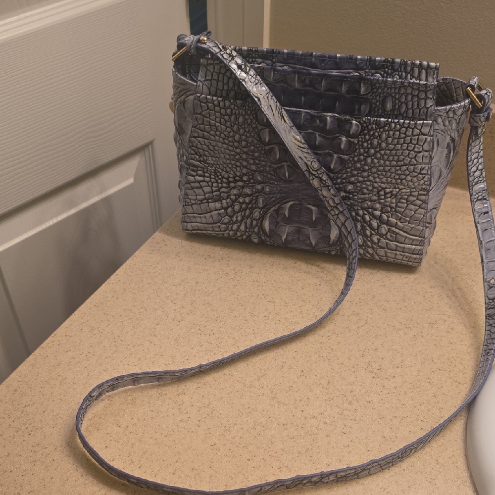 Brahmin  Crocodile-Embossed Crossbody Bag. The Color Is Blue.
